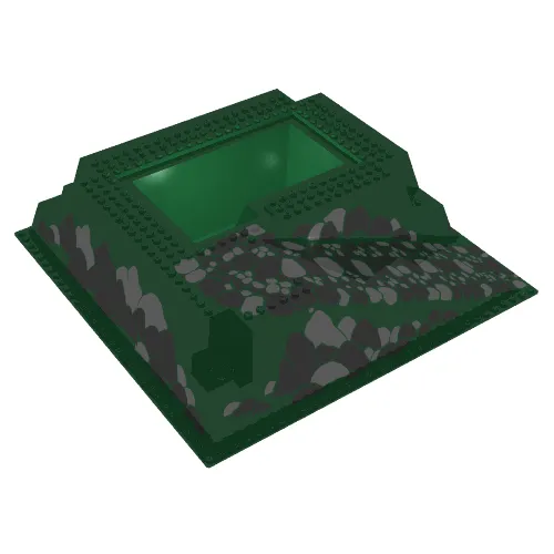 Baseplate Raised 32 x 32 with Ramp and Pit, Rocks Black / Gray Print