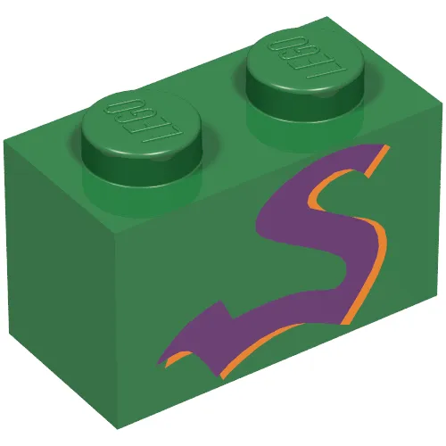 Brick 1 x 2 with Purple Snake Print