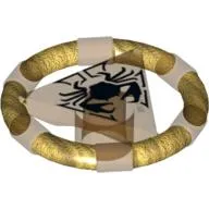 Ring with Centre Triangle with Gold Bands and Crab Print [Atlantis Key]