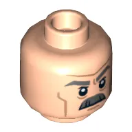 Minifig Head J. Jonah Jameson, Gray Moustache, Thick Eyebrows and Wrinkles, Frowning / Angry Print