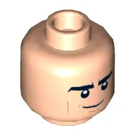 Minifig Head Bruce Wayne (Batman), Dual Sided, Eyebrows, Tan Cheek Lines, Winking with Grin with Teeth / Determined Print [Hollow Stud]