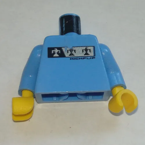 Torso Silver and Black Logos Print, Medium Blue Arms, Yellow Hands