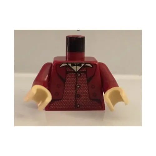 Torso Jacket, Waistcoat, and Bow Tie Print, Dark Red Arms, Tan Hands