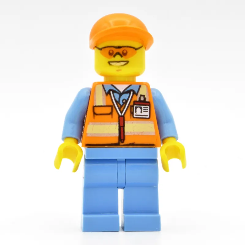 Ground Crew, Orange Safety Vest, Medium Blue Legs, Orange Cap, Orange Safety Glasses