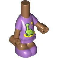 Microdoll Body Medium Lavender Short Dress , Olive Green Dinosaur print, Medium Nougat Arms and Legs