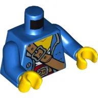 Torso Jacket, White and Red Undershirt, Shoulder Strap with Buckle, and Belt Print, Blue Arms, Yellow Hands
