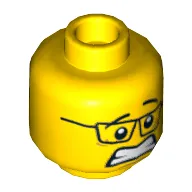 Minifig Head, Glasses, Smiling / Scared Print