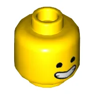 Minifig Head Emmet, Wide Smile with Closed Teeth, Open Eyes / Closed Eyes Print