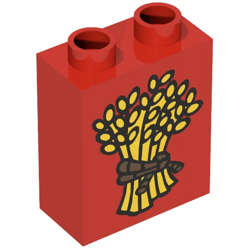 Duplo Brick 1 x 2 x 2 with Wheat and Braided Rope Print