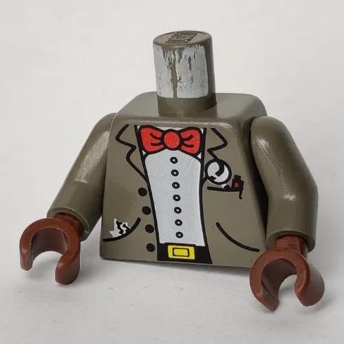 Torso Jacket, Shirt, Bow Tie, Pockets, Buckle Print, Dark Gray Arms, Brown Hands