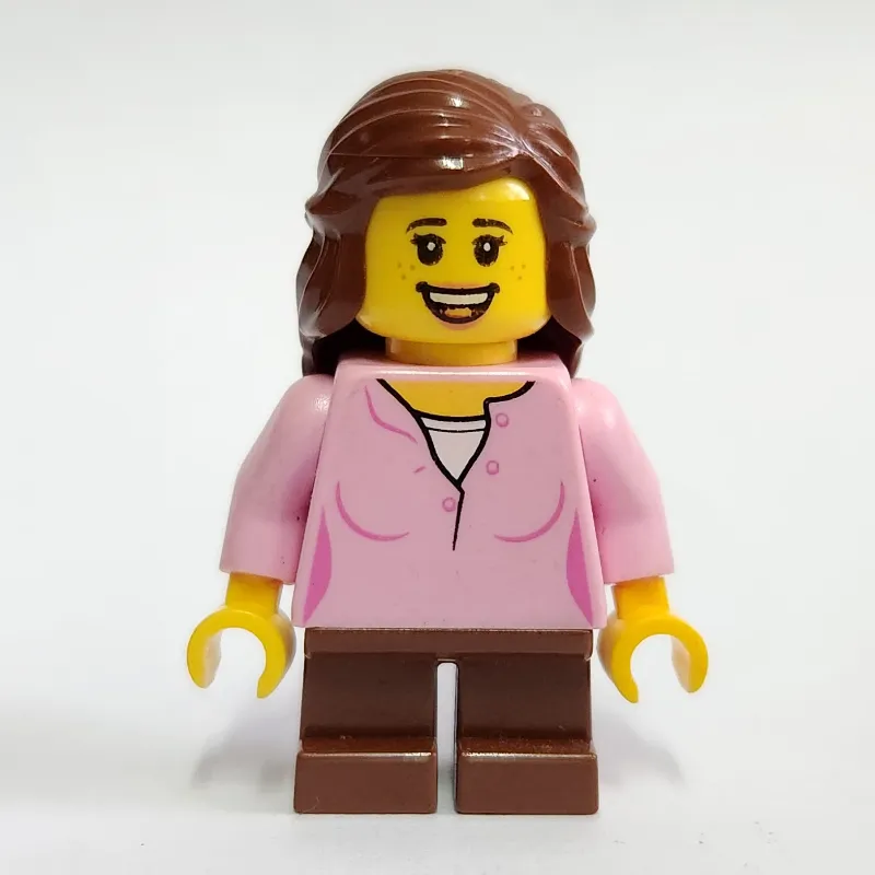 Kid - Bright Pink Torso, Reddish Brown Legs, Reddish Brown Hair