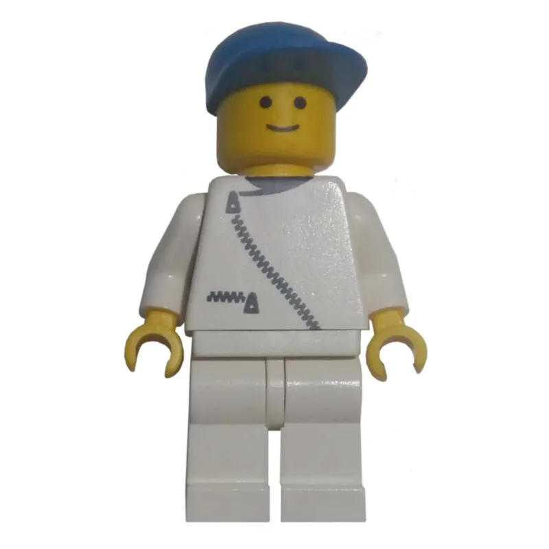 Man, White Jacket with Zipper, White Legs, Blue Cap