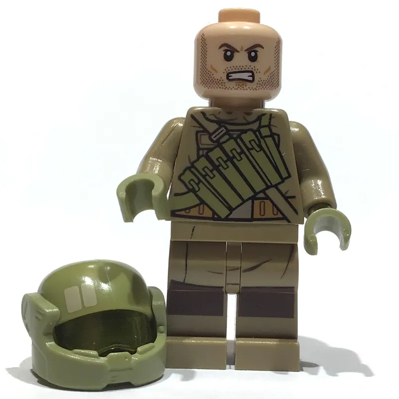 Resistance Soldier, Olive Green Helmet, Dark Tan Hoodie with Ammo Pouch