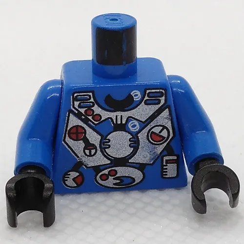 Torso Armor, Silver Diving Suit with Gauges and Buttons Print (Hydronaut), Blue Arms, Black Hands