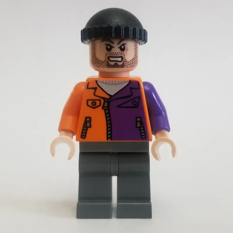 Two-Face's Henchman in Orange and Purple Outfit with Beard