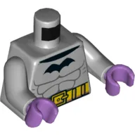 Torso Muscles, Black Batman Logo, Yellow Utility Belt Print, Light Bluish Gray Arms, Medium Lavender Hands