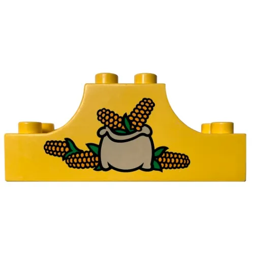 Duplo Brick 2 x 6 x 2 with Curved Ends with Sack of Corn Print