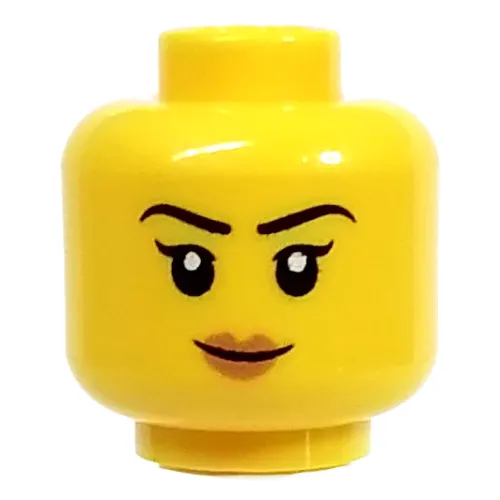 Minifig Head Falconer, Medium Nougat Lips, Determined Smile / Surprised Open Mouth Smile Print