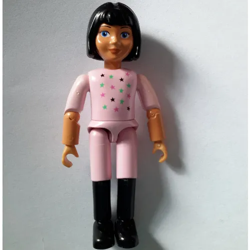 Belville Figure Articulated Elbows, Child, Female, Black Hair, Bright Pink Top, Black Boots, Star Print (Lucinda)