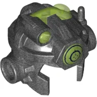 Helmet Open Chin with Antenna, Studs on Sides and Trans-Bright Green Top, Front Light and Target Screen Print