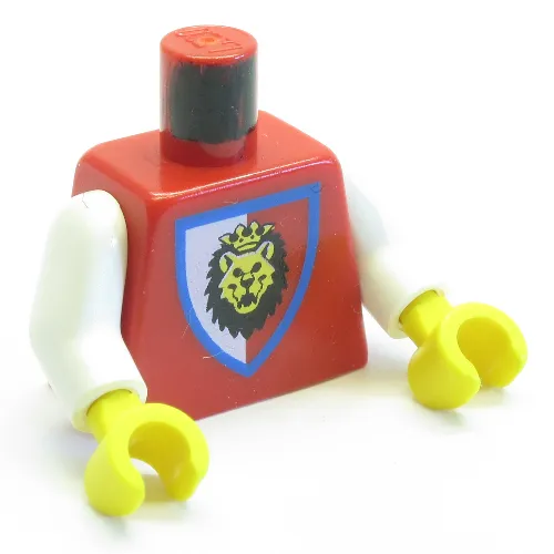 Torso Royal Knights Lion Head on Red/White Shield Print, White Arms, Yellow Hands