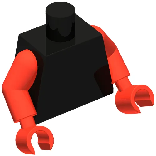 Torso Vest, Spikes on Shoulders, Red Belly print, Red Arms and Hands