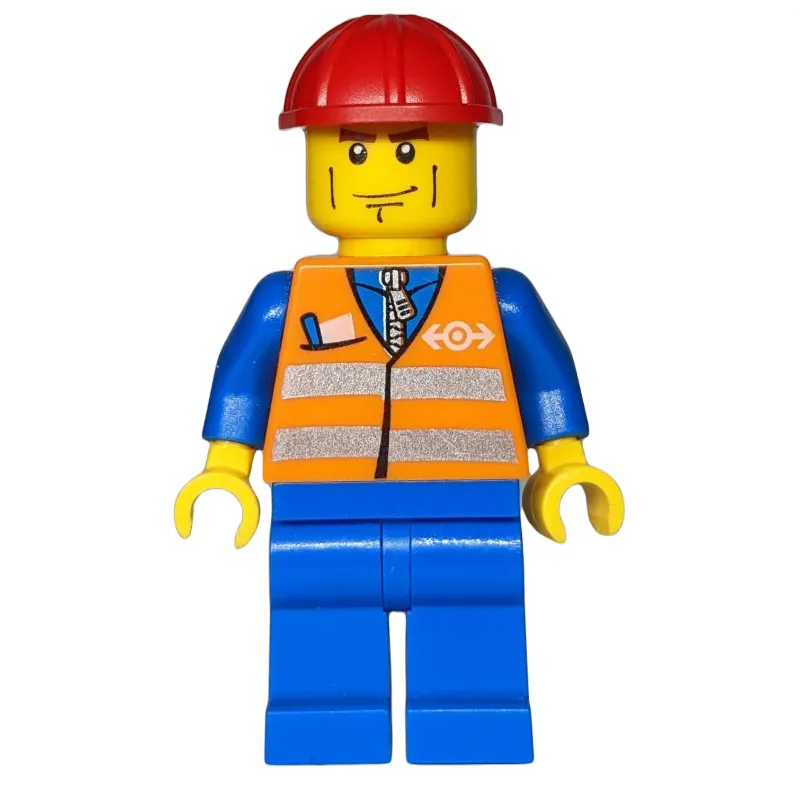 Worker - Orange Safety Vest, Blue Legs, Red Helmet