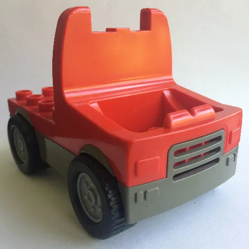 Duplo Truck with 4 x 4 Flatbed Plate, Dark Gray Base and Hubs, Wide Wheels