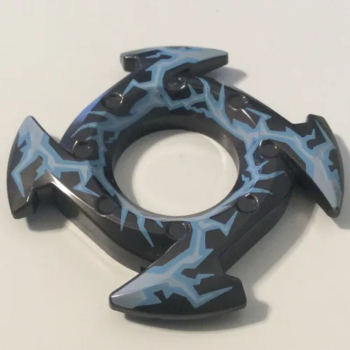 Ring 4 x 4 with 2 x 2 Hole and 4 Arrow Ends with Lightning Print (Ninjago Spinner Crown)