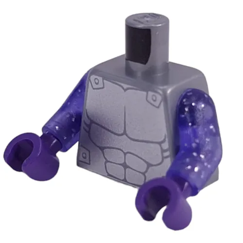 Torso Armor, Silver Chest Plate print, Glitter Trans-Purple Arms, Dark Purple Hands