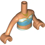 Minidoll Torso Girl with Bright Light Blue/Dark Azure Top, Gold Trim print, Nougat Arms and Hands