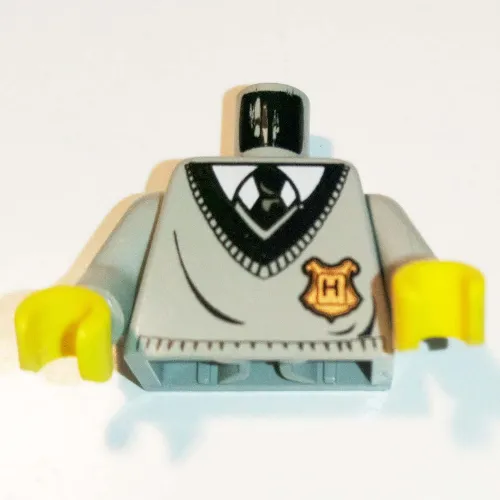 Torso Hogwarts Uniform Sweater with Hogwarts Crest Print, Light Gray Arms, Yellow Hands