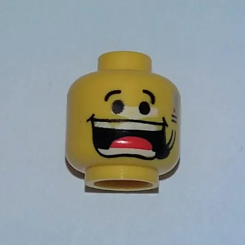 Minifig Head Flex, Huge Grin, Eyebrows, and Headset Print