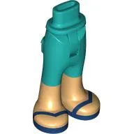 Minidoll Hips and Trousers with Back Pockets with Warm Tan Feet, Dark Blue Sandals print