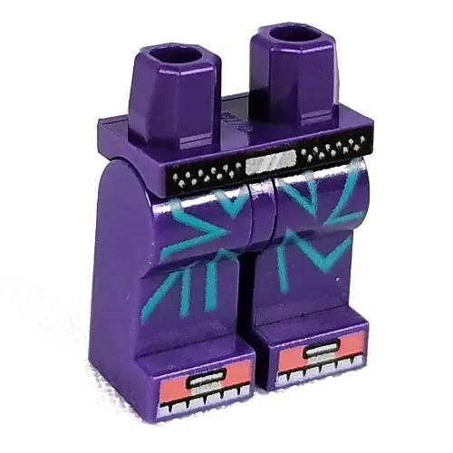 Hips and Dark Purple Legs with Black Belt, Silver Diamond, Dark Turquoise Stripes, Coral Toes print