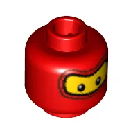 Minifig Head Spider-Man / F1 Pit Crew, Balaclava with Brown Eyebrows, White Spot in Eyes Print [Blocked Open Stud]