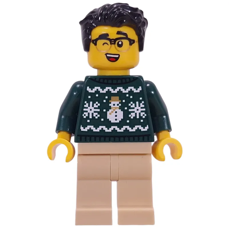 Dark Green Sweater, Tan Legs, Black Hair