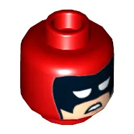 Minifig Head Calendar Man, Balaclava, Black Eyemask, Light Nougat Face and Scowl Print