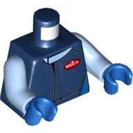 Torso Racing Jacket, Bright Light Blue Collar, Red 'Bugatti' Logo Print, Bright Light Blue Arms, Blue Hands