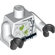 Torso Lab Coat Stained with Black Buttons and Belt Print, White Arms, Black Hands