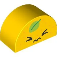 Duplo Brick 2 x 4 x 2 Curved Top with Face, Closed Eyes, Green Leaf print