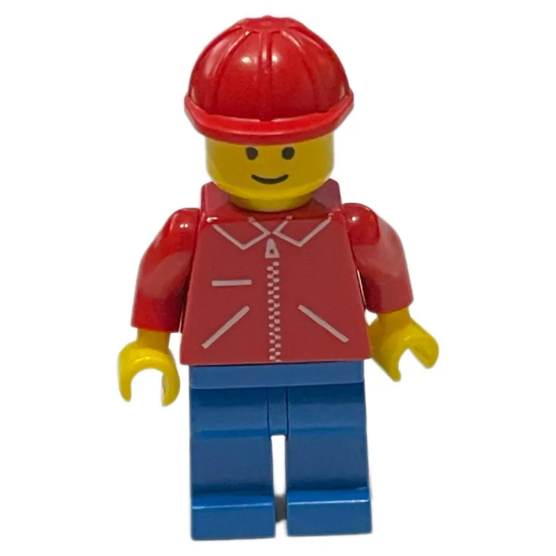Man, Red Jacket with Zipper, Blue Legs, Red Hard Hat