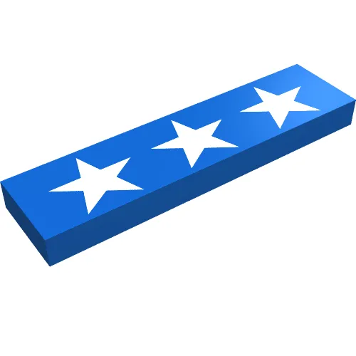 Tile 1 x 4 with 3 White Stars Print