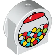 Duplo Brick 1 x 3 x 2 Round Top, Cut Away Sides with Gumball Machine Print