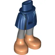 Minidoll Hips and Short Skirt Dark Bluish Grey Legs, Medium Nougat Feet
