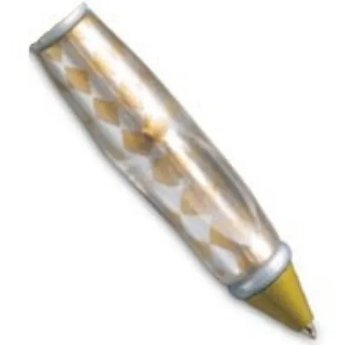 Pen Body, with Pearl Gold Tip, Light Bluish Gray Ends, with Gold and Silver Diamonds Print