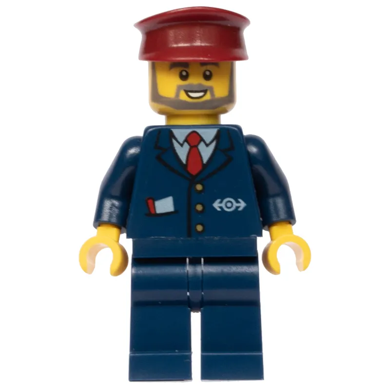 Conductor - Dark Blue Jacket, Dark Blue Legs, Dark Red Hat, Glasses, Beard