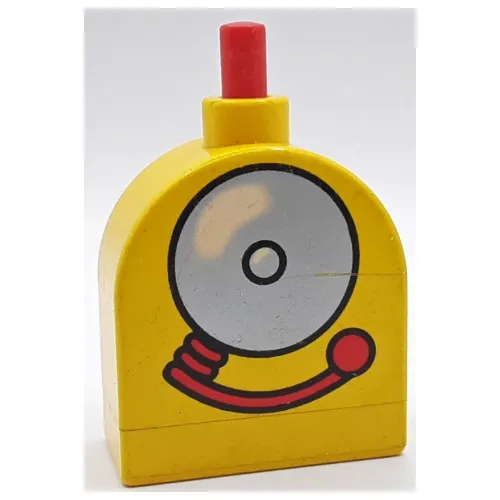 Duplo Brick with Working Ringer Button on Curved Top, Silver Alarm Bell Print