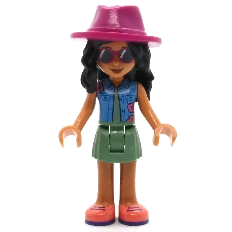 Savannah - Blue Top, Sand Green Skirt, Dark Pink Hat