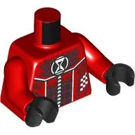 Torso, Racing Suit, White Zipper, Black Decorations, Hourglass Print, Red Arms, Black Hands